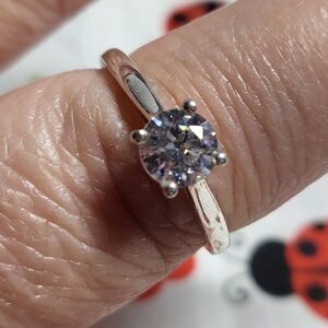 J Frances Swarovski Zirconia Solitaire Sterling Silver Ring